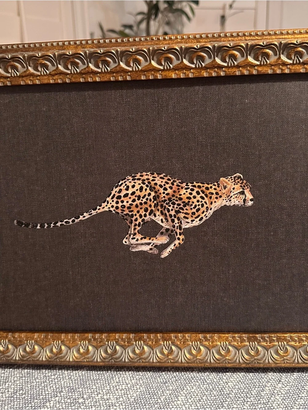 14x11 cheetah wild art print with glitter embellishment beautiful frame